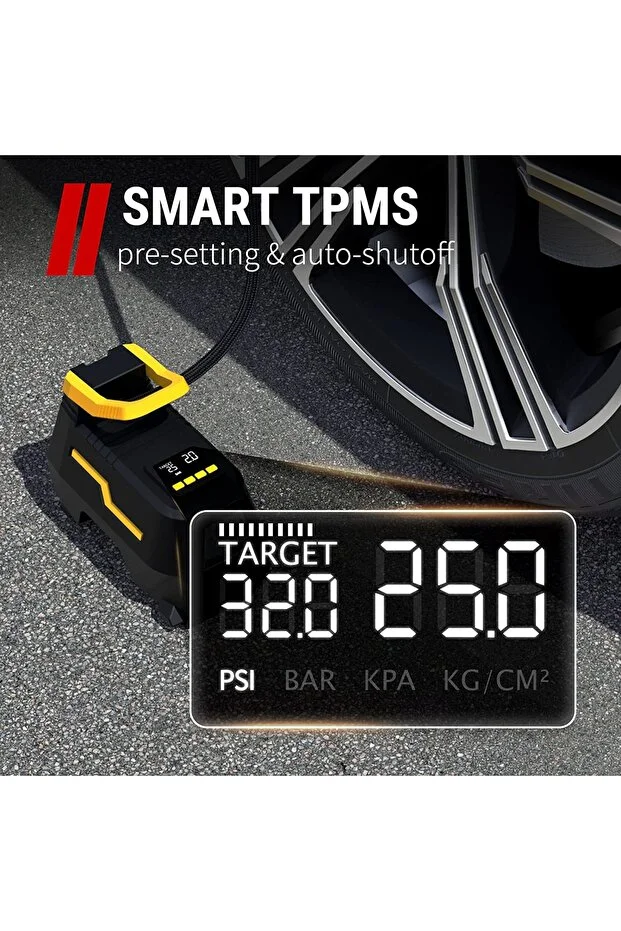 Eragon ERG-520 Dijital Basınç Göstergeli Oto Lastik Şişirme Pompası Hava Kompresörü